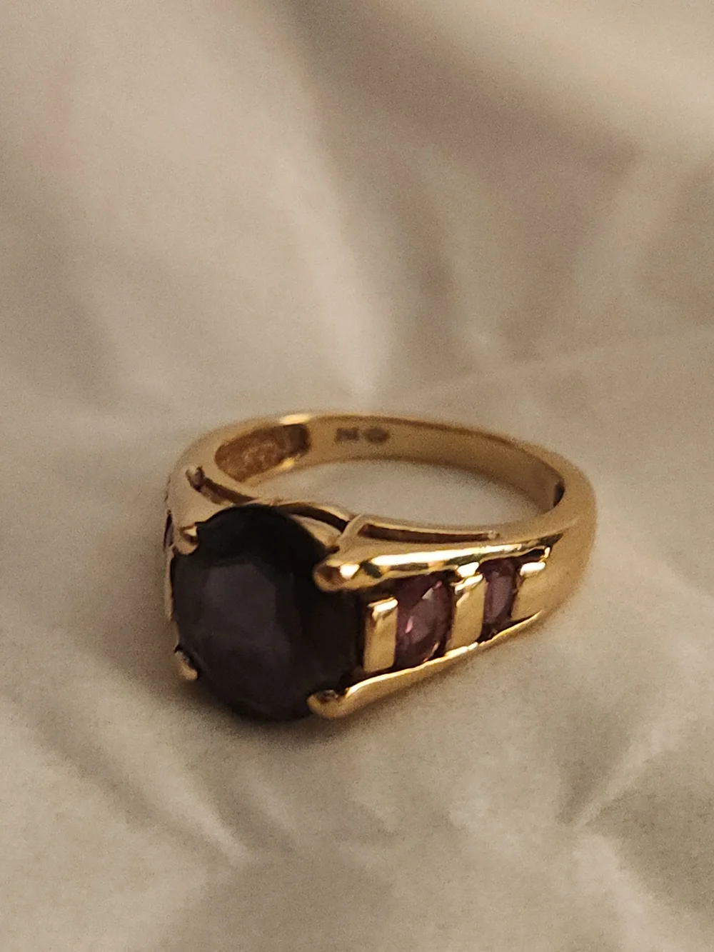 14k Gold 5-stone Purple Tourmalime Vintage Style Ring